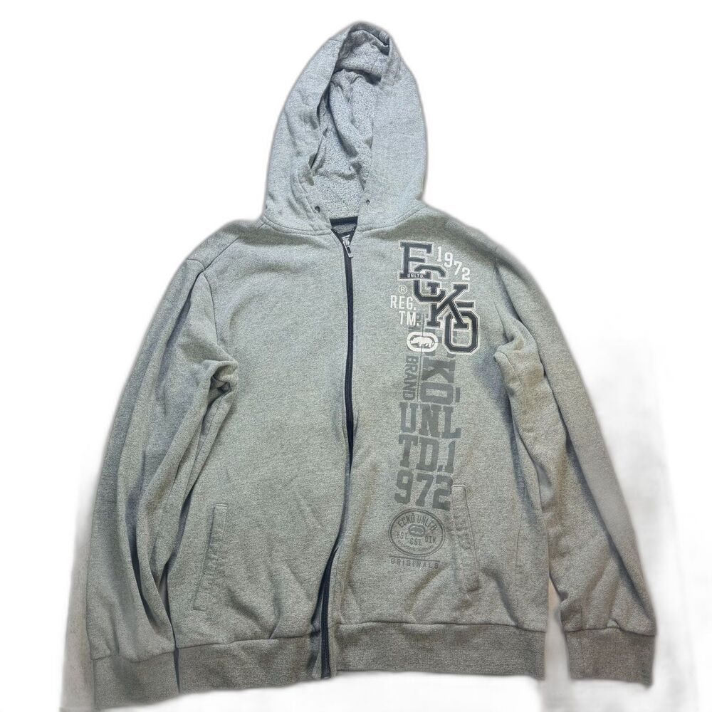 Y2K Ecko Unltd Gray Zip Hoodie L